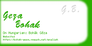 geza bohak business card