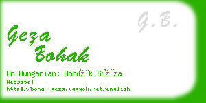 geza bohak business card